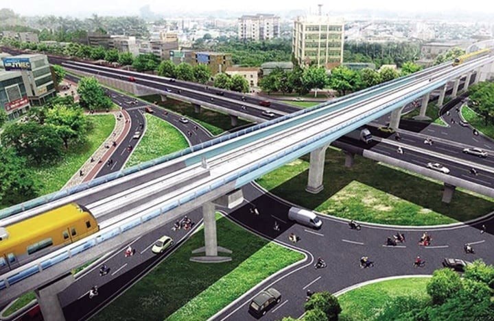 Phối cảnh một đoạn tuyến đường sắt đô thị số 5.